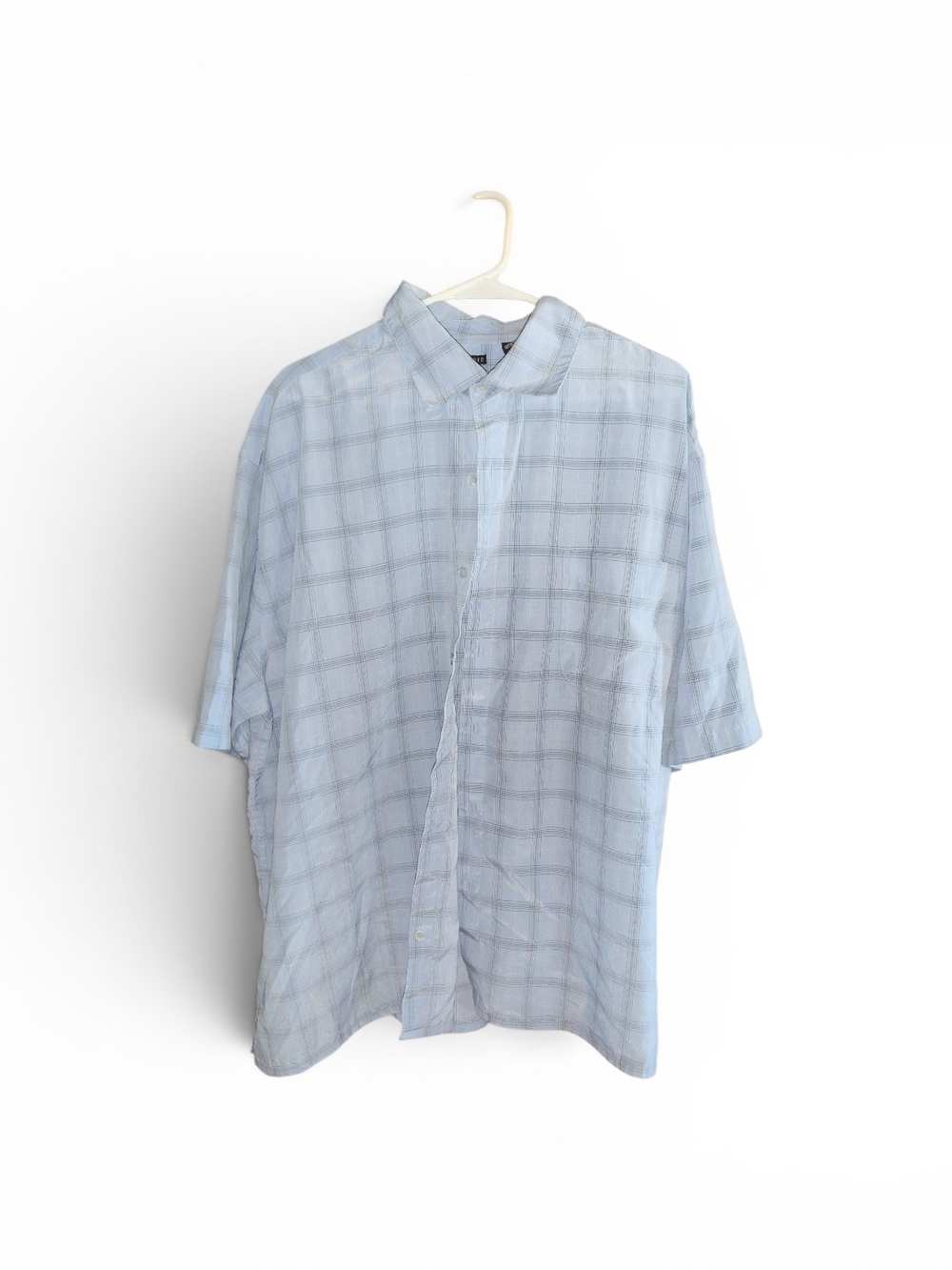 George Light Blue Plaid Short-Sleeve Button-Down Shirt